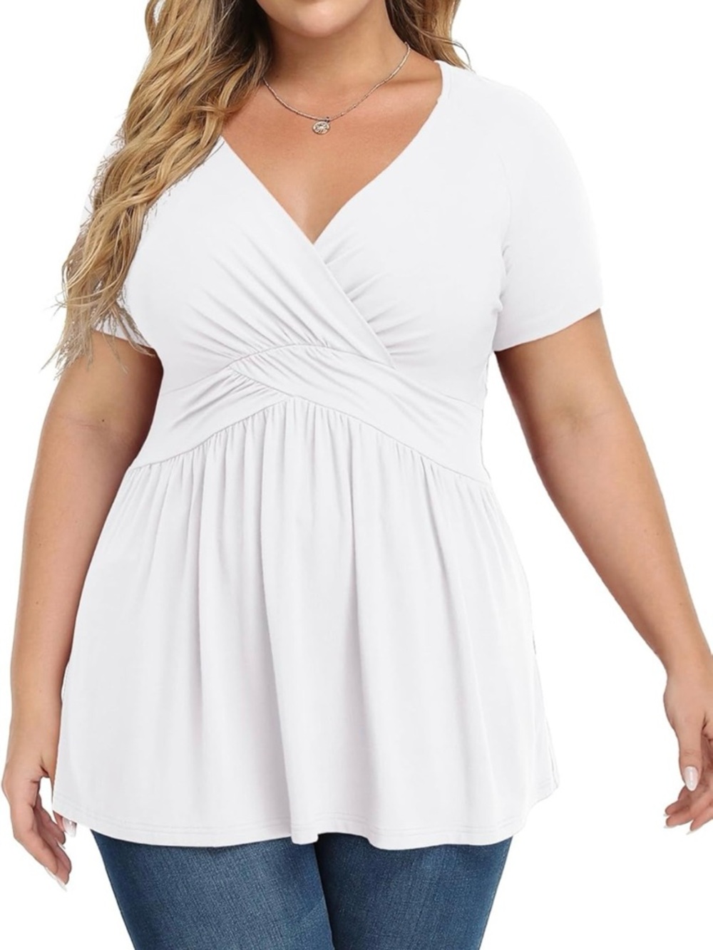 White V-Neck Wrap Women’s Top